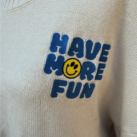 NWT Oversize Crop Drop Shoulder Sweater Sz L in Cream 60% Cotton Sincerely Jules - Picture 2 of 5